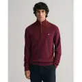 Gant for man. 8030172 Cotton half-zip jumper Textured burgundy (S), Casual, Long sleeve