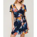 Superdry Printed Wrap Kort Ermet Kort Kjole