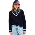 Gant for woman. 4805265 Very fine sheep's wool jumper with contrasting navy V-neck collar (XL), Casual, Classic