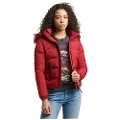Superdry for woman. W5011178A Short hooded mid-length jacket red (S), Casual, Nylon