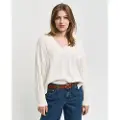 Gant for woman. 4805283 Wool Sweater With Wide Ribbed V-neck Peaked Collar white (M), Casual