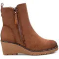 Refresh for woman. 17100903-CAMEL Ankle boots brown suede -Height 6cm wedge (41), 5 to 8 cm, Zip, Casual