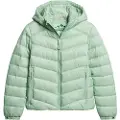 Superdry for woman. W5011651A Quilted hooded jacket Fuji green (S), Casual, Nylon, Long sleeve