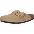 Birkenstock for woman. 1028003 Boston Big Buckle beige suede clogs (38), Flat, None, Casual