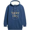 Superdry for woman. W8011756A Hooded dress with metallic Luxe logo blue (L/XL), Casual, Cotton, Long sleeve, Sustainable