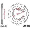 Jt 520 Jtr305.46 Steel Bakre Tannhjul