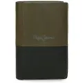 Pepe Jeans unisex. 7832033 Dual vertical leather wallet with coin purse Khaki Green (OSFA), Casual