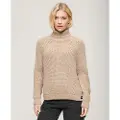 Superdry for woman. W6110397A Loose knitted jumper with brown turtleneck (S), Casual, Acrylic, Long sleeve