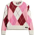 Superdry for woman. W6110543A Pink jacquard crew neck jumper (XL), Casual, Acrylic, Long sleeve
