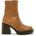 Mtng for woman. 59800 New Oasis Leather Ankle Boots brown (41), 8 to 10 cm, Zip, Casual