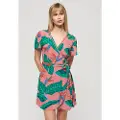 Superdry Printed Wrap Kort Ermet Kort Kjole