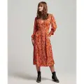 Superdry Printed V Tea Lang Ermet Midi-kjole