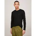 Tommy Hilfiger for man. MW0MW09096 T-shirt Slim fit logo black (S), Casual, Cotton, Long sleeve, Sustainable