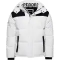 Superdry for man. M5011519A Square cut quilted jacket with hood white (XL), Casual, Polyester, Sustainable