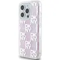 DKNY iPhone 15 Pro Liquid Glitter Checkered Pattern Deksel - rosa