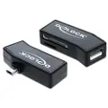 DeLOCK Micro USB OTG Card Reader + 1 x USB port - Kortleser (MMC, SD, microSD, SDHC, microSDHC, SDXC, microSDXC) - USB