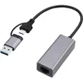 Gembird Nettverksadapter RJ-45 hunn til USB 3.1 og USB-C hann