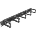 DeLOCK Cable Management Brush Strip with 5 hooks - Styringspanel for rackkabler med børste - svart - 1U - 19