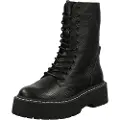 Mou for woman. MU.FW411001A Leather ankle boots Eskimo bold glitter logo black (37), Flat, None, Casual
