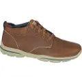 SKECHERS for man. 64857 Harper Melden brown leather shoes (44), Flat, Laces, Casual