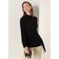 LOIS Jeans for woman. 452892429 Black fringed Perkins collared jumper (L), Casual, Viscose, Long sleeve