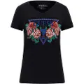 GUESS for woman. W2YI45J1314 Stretch T-shirt with small triangle logo black (S), Casual, Cotton, Short sleeve