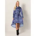 Victorio & Lucchino , V&L for woman. 3619757 Midi satin dress with blue abstract animal print (XL), Casual, Polyester, Long sleeve