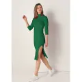 LOIS Jeans for woman. 447702367 Green midi knit dress (S), Casual, Viscose, 3/4 Sleeve