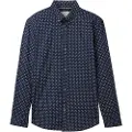 Tom Tailor Fitted Printed Poplin Skjorte Med Lange Ermer