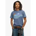 Superdry for man. M1011998A Striped T-shirt with blue Outdoor graphic (L), Casual, Cotton, Short sleeve