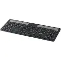 Powerton SolarSlim Keyboard, US Solar Powered Keyboard, Multi-Device Type 2.4 GHz Dongle + Dual Bluetooth, Wireless, Black