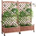 Vevor 2 STK Hevet hageseng med espalier, 60"x13"x61,4" utendørs hevet treplantekasser med dreneringshull, frittstående espalierplantekasse for klatreplanter Blomster i hage, uteplass, balkong