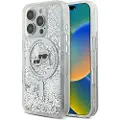 Karl Lagerfeld Liquid Glitter Karl & Choupette Head Magsafe Apple iPhone 16 Pro-deksel - telefondeksel gjennomsiktig