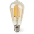 Nedis SmartLife - LED-filamentlyspære - form: ST64 - E27 - 7 W (ekvivalent 60 W) - klasse E - varmt hvitt lys - 1800-3000 K - gyllen