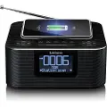 Lenco CR-650BK - DAB+/ FM Clock Radio with Bluetooth and wireless charging black - DAB/DAB+/FM - Stereo - Svart