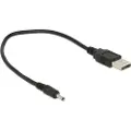 DeLOCK - USB/strøm-kabel - USB (kun strøm) (hann) til 3,0 x 1,1 mm DC-jakk (hann) - 27 cm - svart