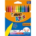 BIC KIDS Plastidecor, 12 stykker, Sort, Blå, Brun, Gull, Grønn, Lyseblå, Lysegrønn, Oransje, Rosa, Rød, Fiolett, Gult, 12 farger
