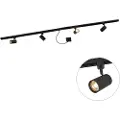 QAZQA 1-fase skinnesystem sort med 4 spotlights og I-strømforsyning firkantet - Jeana
