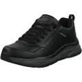 SKECHERS for man. 210021 Relaxed Fit Benago Leather Sneakers black (44), Flat, Laces, Casual