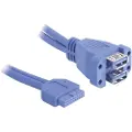 DeLOCK USB 3.0 Pin Header - Intern-til-ekstern USB-kabel - 19-pins USB 3.0-plugg (hunn) til USB-type A (hunn) - 45 cm - blå