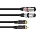 Omnitronic 3022522D, 2 x XLR (3-pin), Hankjønn, 2 x RCA, Hankjønn, 3 m, Sort