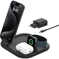 Belkin BoostCharge 3-in-1 - Trådløst ladestativ - magnetisk, sammenleggbar, med Qi2 + AC-strømadapter - 15 watt - Fast Charge - svart