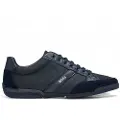Hugo Boss for man. 50498265 Saturn navy leather trainers (44), Flat, Laces, Casual