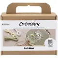 Creativ Company Mini DIY Kit Broderi, Broderiramme, støvete grønn, 1 pk.