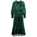 Superdry for woman. W8011790A Long green jacquard dress with turn-down collar (S), Casual, Viscose, Long sleeve