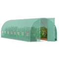 Vevor Drivhus med walk-in-tunnel, 27,4x9,5x7,4 fot, drivhustunnel for bøylehus, plantedrivhus med galvanisert stålramme, grønt PE-deksel, svingdør og 16 rullevinduer for utendørs bruk