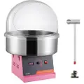 Vevor elektrisk sukkerspinnsmaskin, 1000W sukkerspinnsmaskin, kommersiell sukkerspinnsmaskin med lokk, skål i rustfritt stål og sukkerskje, perfekt for barnebursdager hjemme, familiefester (rosa)