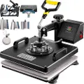 Vevor varmepresse 8 i 1 varmepressemaskin 38x38cm varmeoverføringspresse 15x15 tommers t-skjortepresse multifunksjonell sublimeringsmaskin for t-skjorte krus hatt plateoverføring