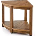 Vevor hjørnedusjbenk, 46 cm høyde, 44 cm radius, imitert trestrukturpolystyren, 147 kg med oppbevaringshylle, vannavstøtende, dusjkrakk for inne- og utedusj, for bad, stue