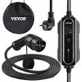 Vevor bærbar elbillader, type 2 13A, elbillader 10 meter ladekabel med EU 2-pinners plugg, digital skjerm, 3 kW vanntett IEC 62196-2 ladestasjon for elbiler med bæreveske, CE